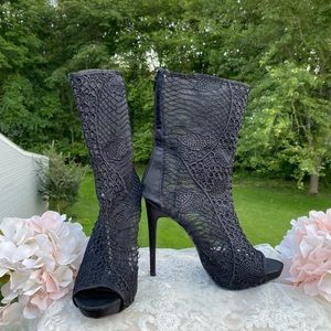 PAPER FOX SHEER HIGH HEEL BOOTIES